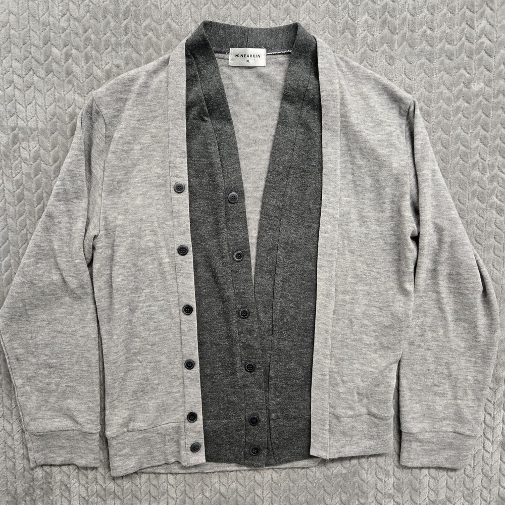 Nk Nearkin Cardigan Womens XL Gray Knit Comfy Corpcore Cozychic Cabincore Office